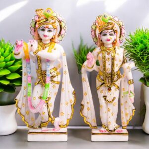 Radha Kirshna, White Marble Statue