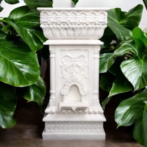 Marble Tulsi Pot, White Marble Carving