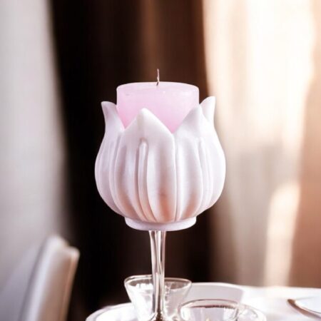 White Marble Lotus Candle Holders