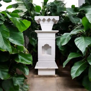 White Marble Tulsi Pot